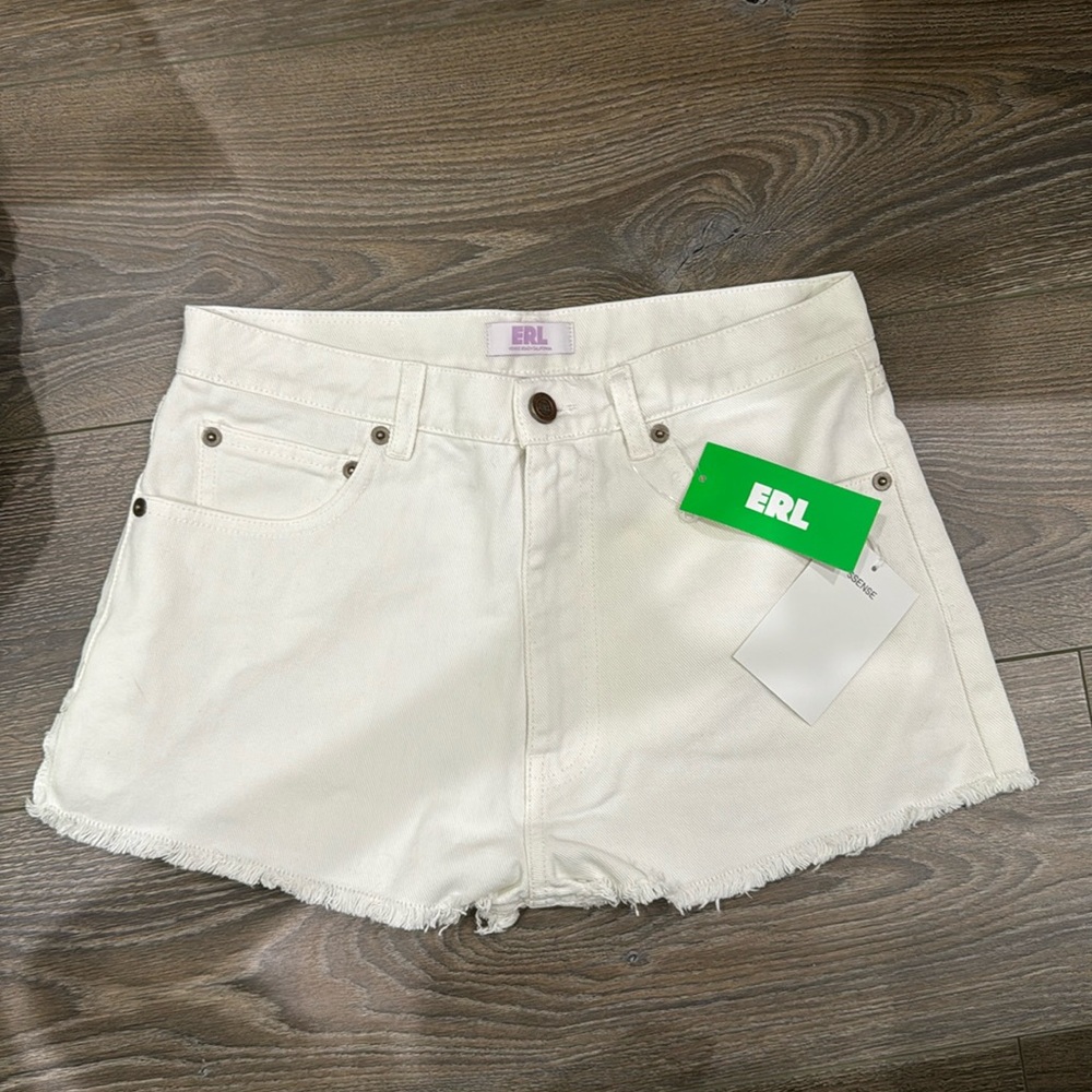 ERL White Denim Shorts
